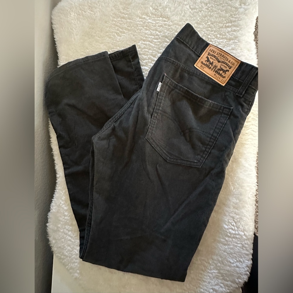 Levi’s , black corduroy. Trendy fit, great condition.